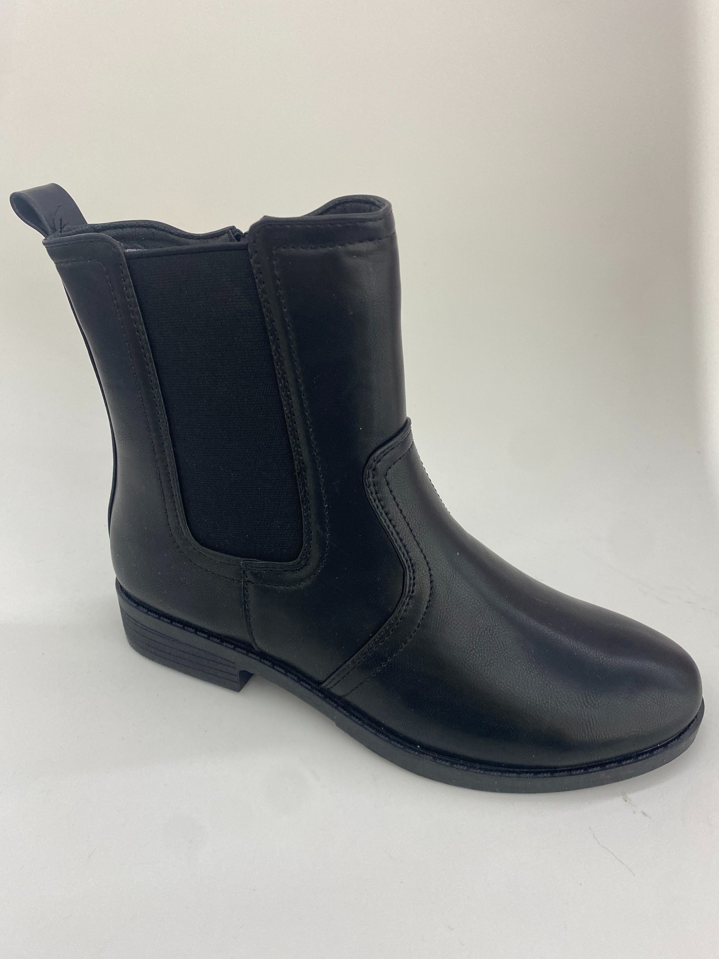 Black Chelsea design women's shoes, fashionable mid-waist knitted boots full figure