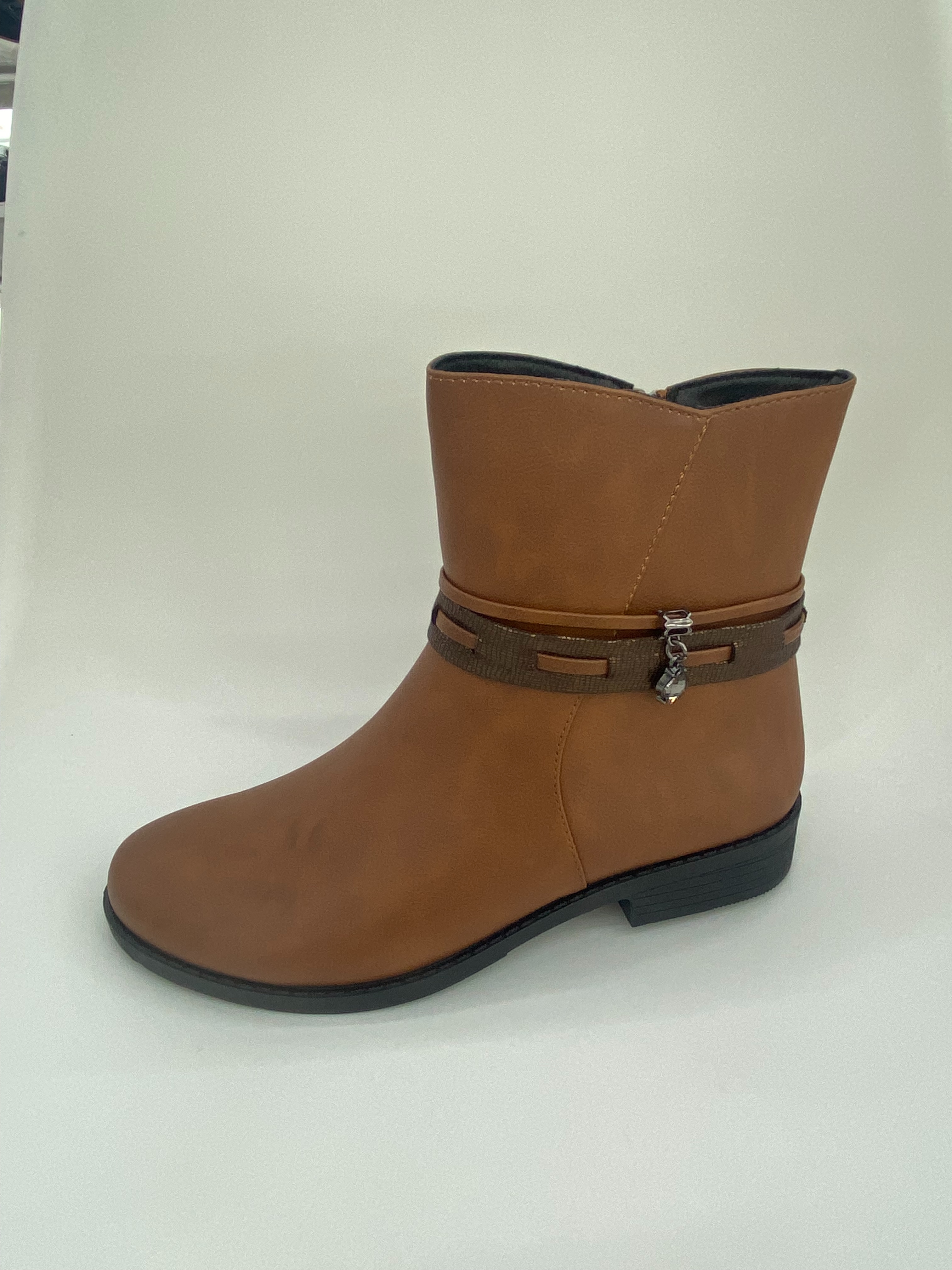 Brown over-the-knee design women's mid-waist knitted ankle boots full figure