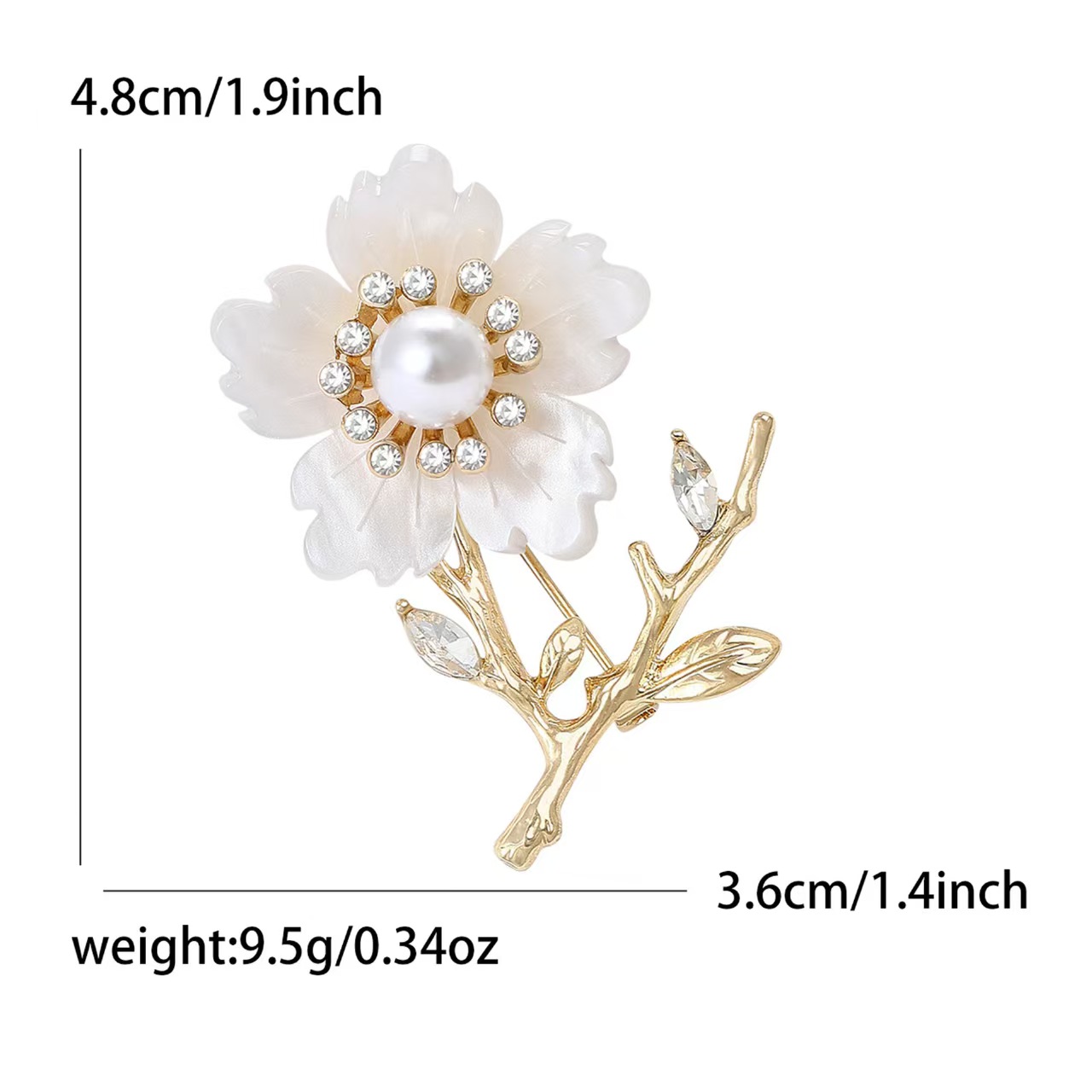 New high-end and fashionable resin pearl plum blossom brooch, elegant and refined women's clothing brooch accessory pin Item Picture