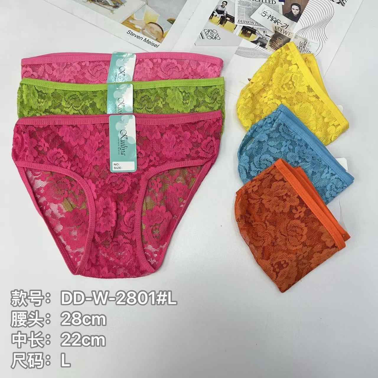 DD-W-2801#L混色女士内裤女士全蕾丝三角裤外贸出口非洲女士性感内裤QNI