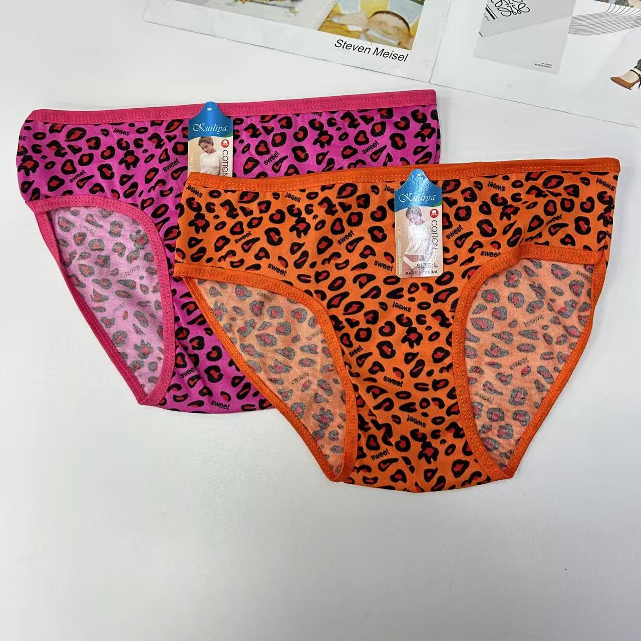 DD-8698#L Mixed-color women's Underwear, Women's leopard print triangle pants, leopard pattern milk silk women's underwear, lace cross-border underwear, breathable, comfortable and sexy QNI details Picture