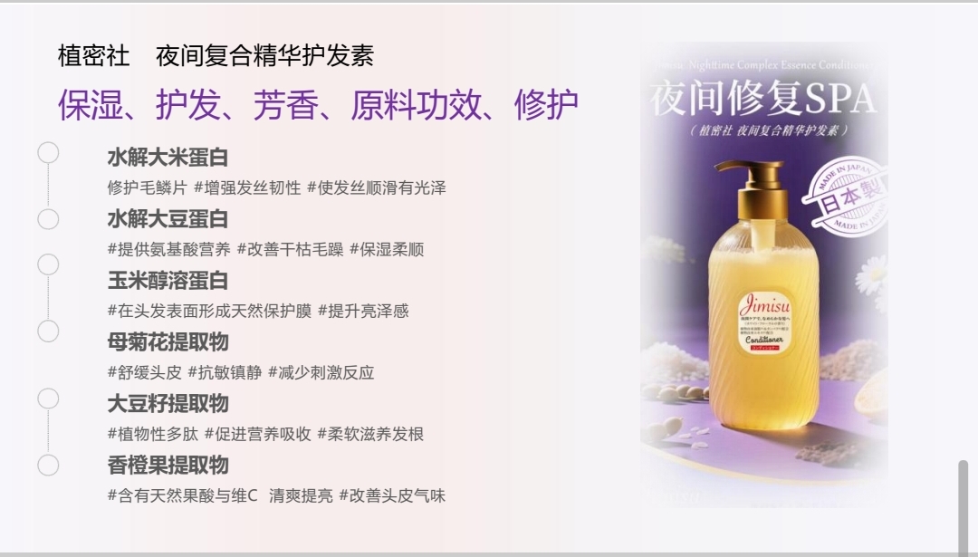 Original imported Zhimishe Night Compound Hair Conditioner 500ml repairs, moisturizes, smoothens, lusters and strengthens hair strands detail image 10