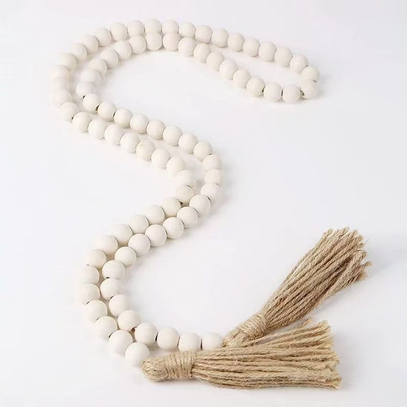 Ins-style natural wood color hemp rope, wood beads, tassel strings, home decoration pendants, hand-woven Bohemian-style wall hangers, living room, bedroom, homestay soft furnishings, atmosphere, photo props Application Scenario