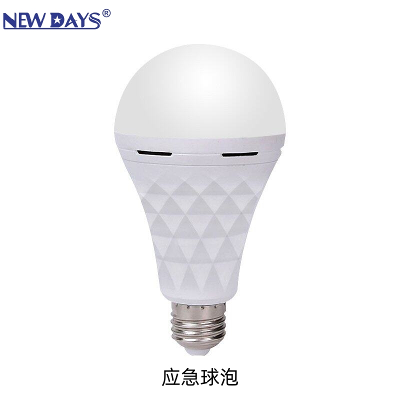 NEWDAYS品牌跨境新款led灯泡应急球泡灯，大容量电池DOB宽压节能高亮灯，户外露营必备led灯泡球