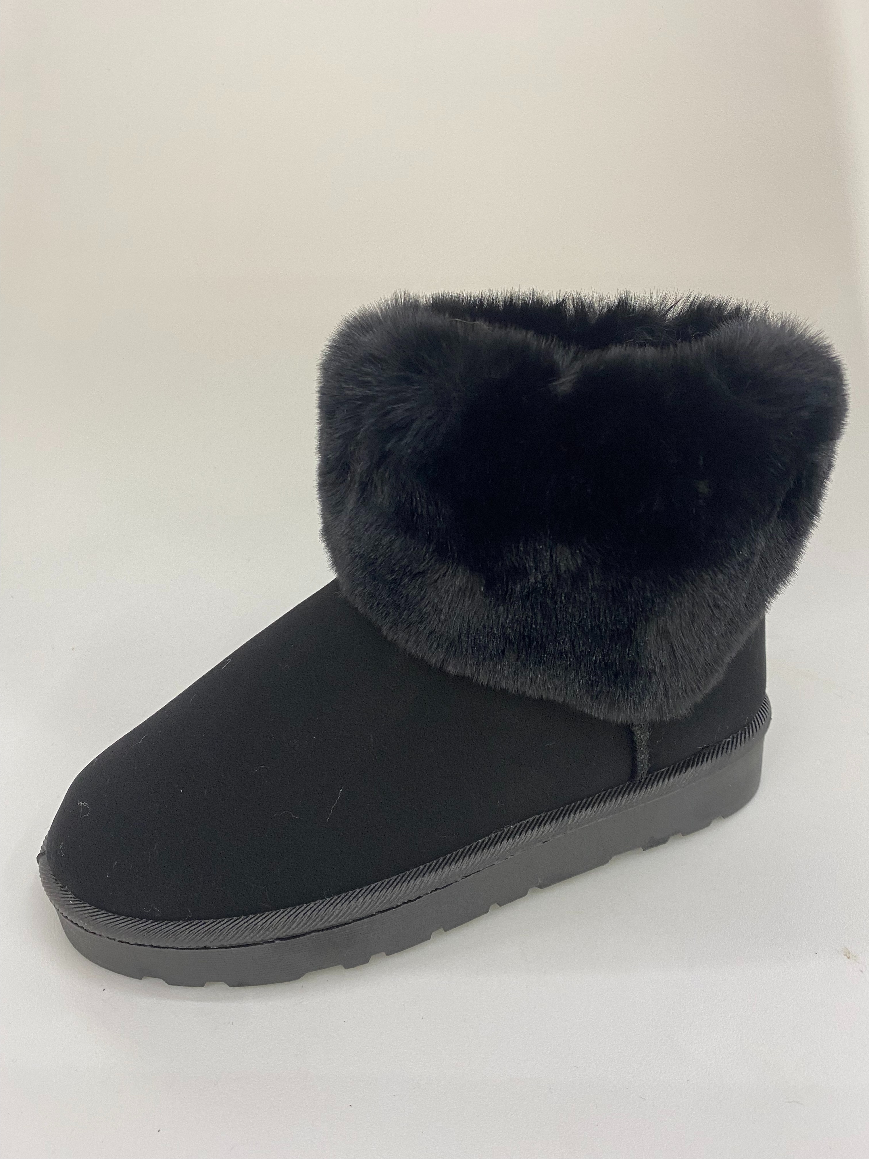 Black plush short boots, women's shoes, design sense, mid-waist knitted boots full figure