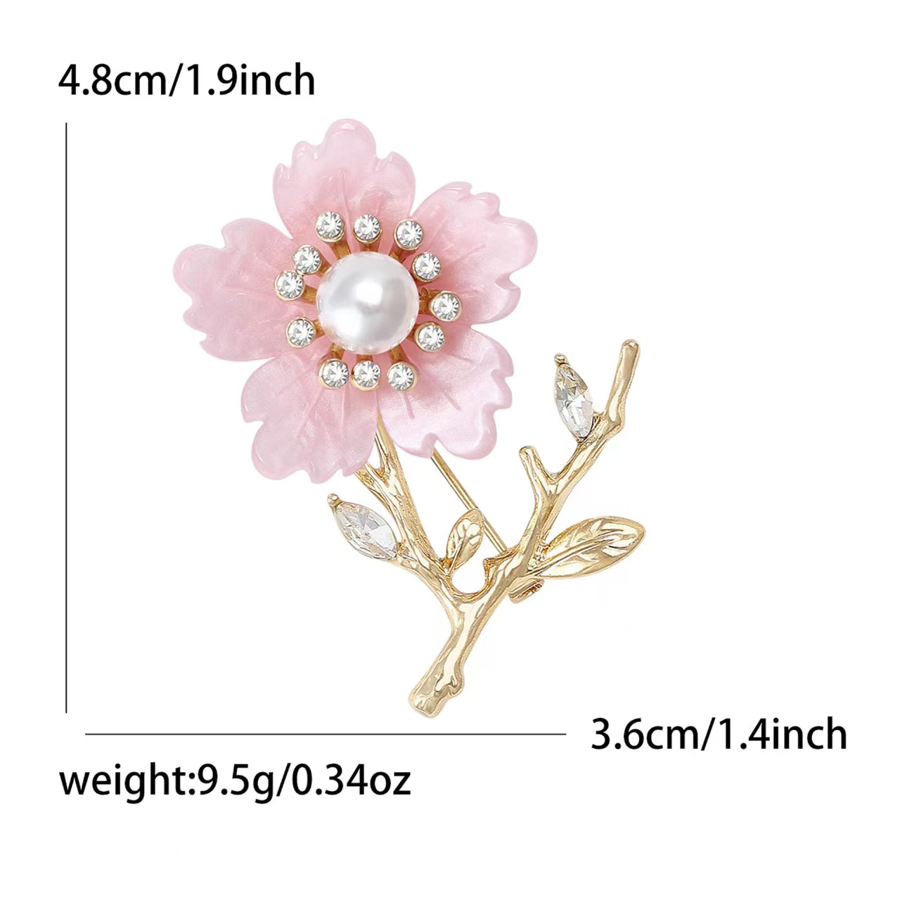 New high-end and fashionable resin pearl plum blossom brooch, elegant and refined women's clothing brooch accessory pin Specification image