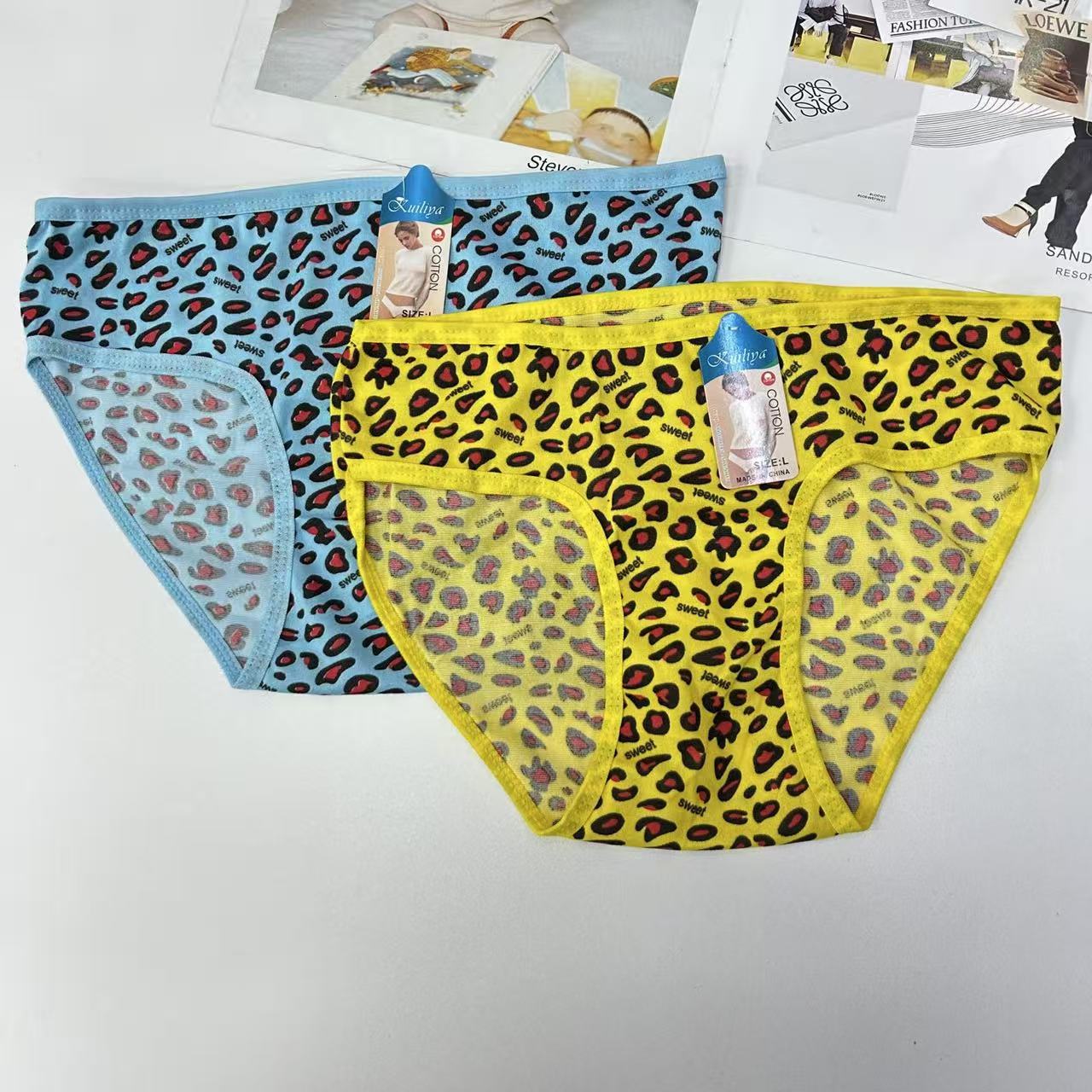 DD-8698#L Mixed-color women's Underwear, Women's leopard print triangle pants, leopard pattern milk silk women's underwear, lace cross-border underwear, breathable, comfortable and sexy QNI Application Scenario