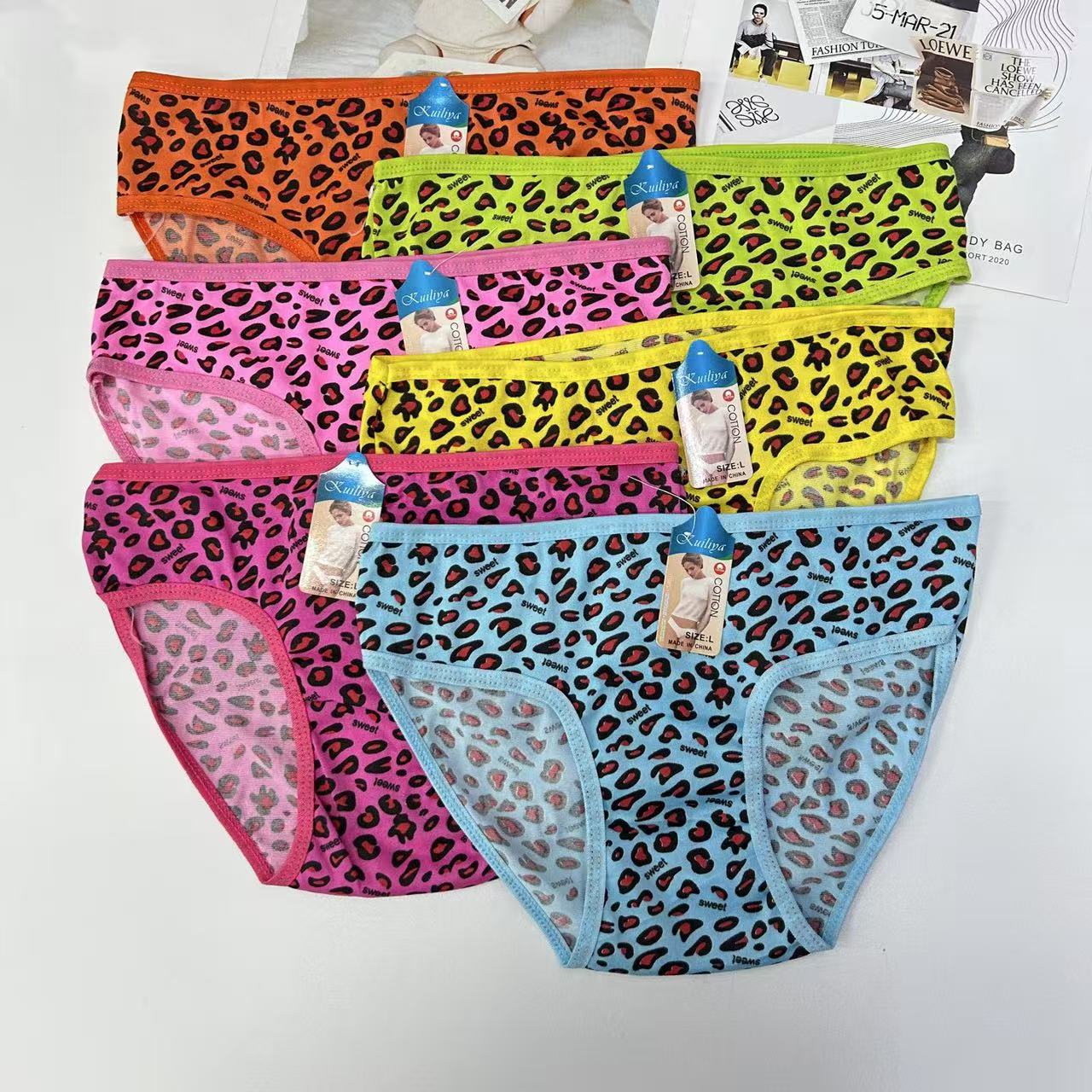 DD-8698#L Mixed-color women's Underwear, Women's leopard print triangle pants, leopard pattern milk silk women's underwear, lace cross-border underwear, breathable, comfortable and sexy QNI Item Picture