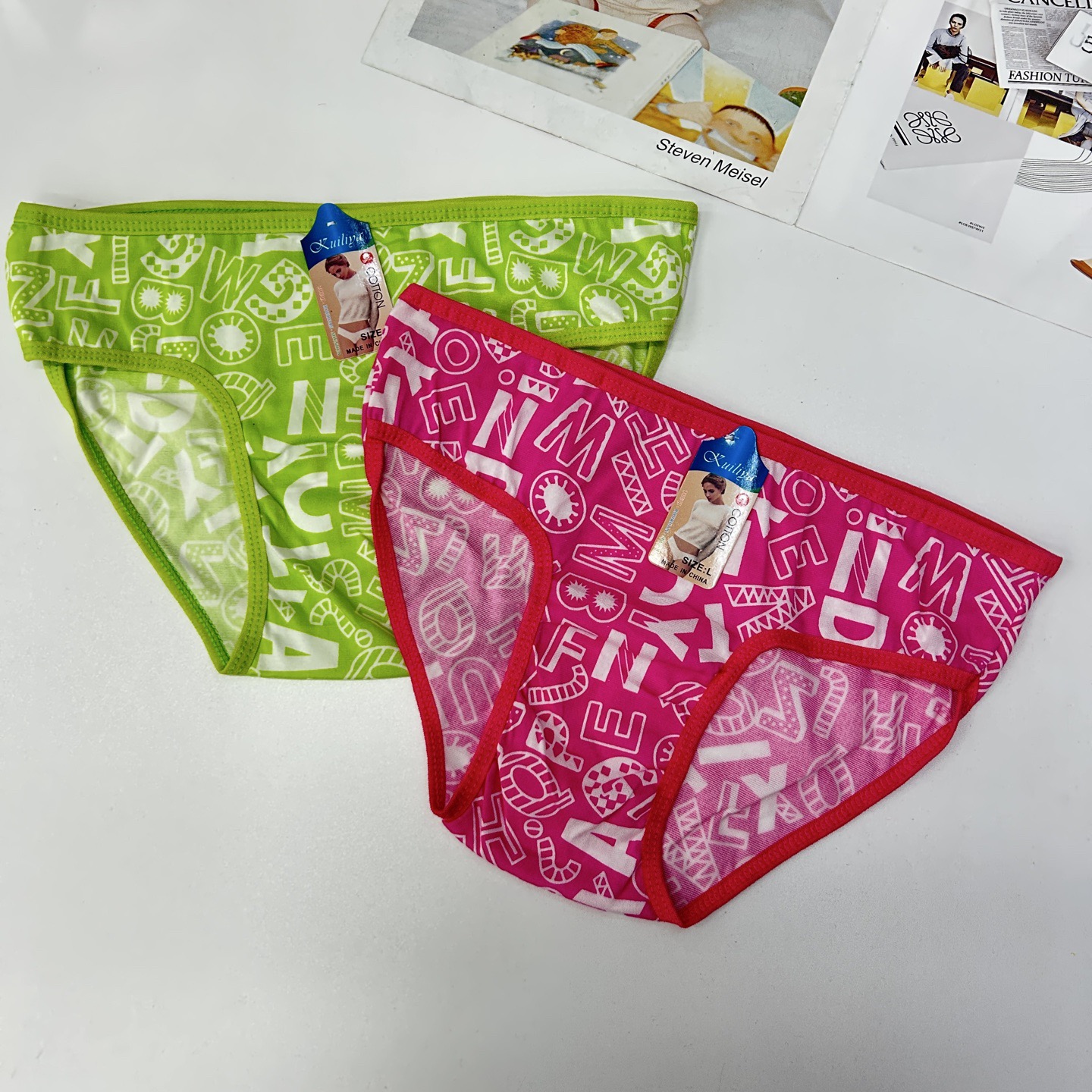 DD-603#L size mixed-color women's underwear, women's letter printed triangle pants, sexy milk silk underwear, export to Africa, QNI Application Scenario
