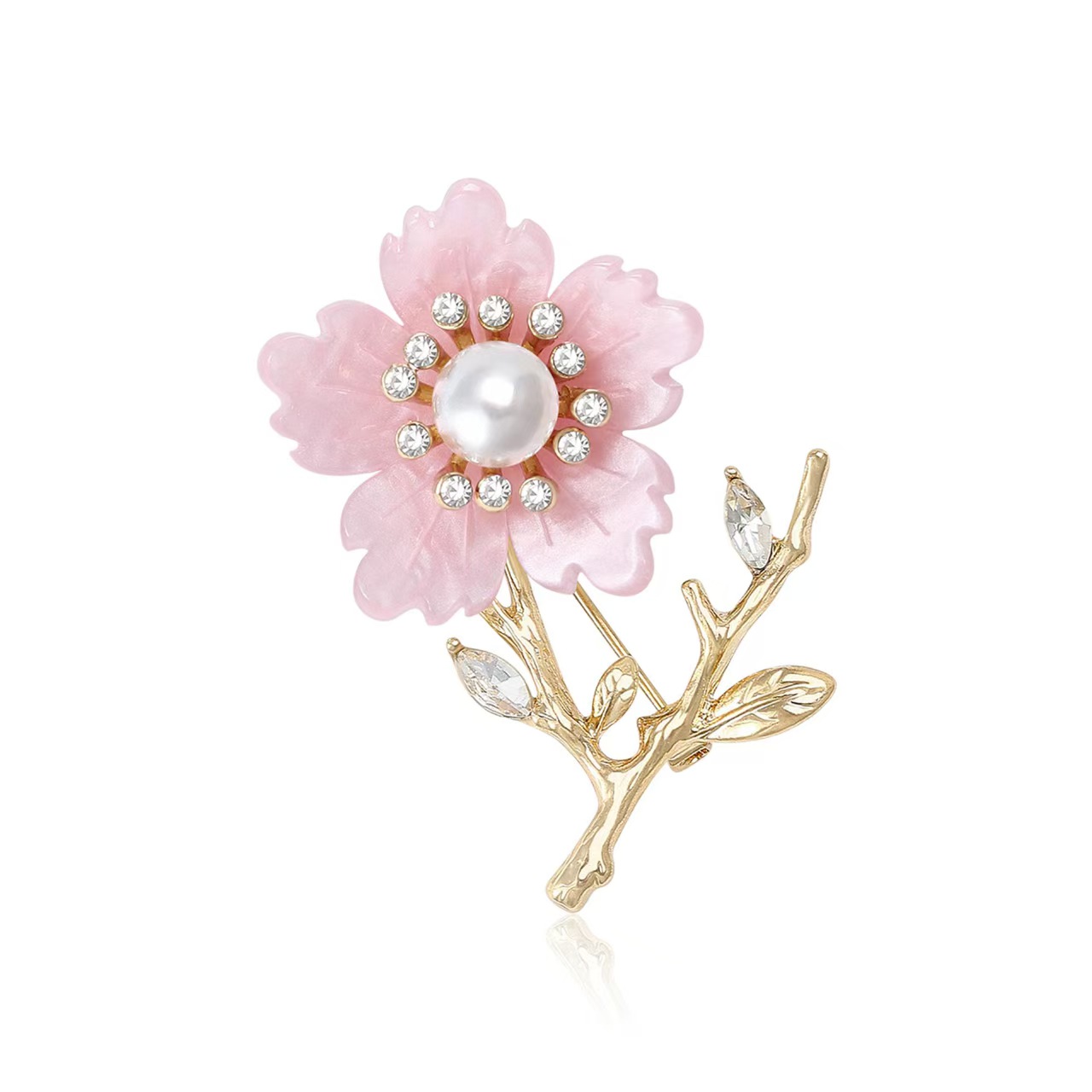 New high-end and fashionable resin pearl plum blossom brooch, elegant and refined women's clothing brooch accessory pin details Picture