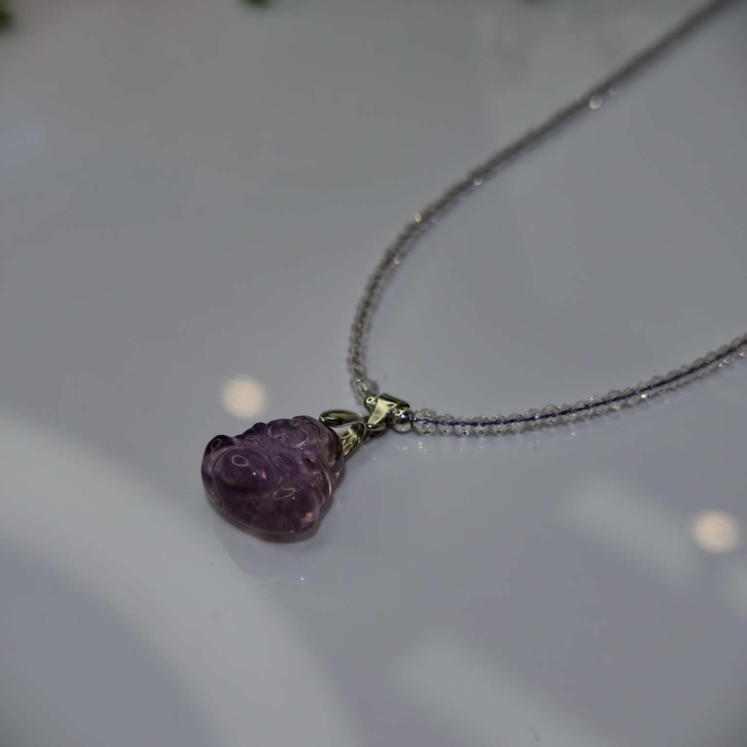 玻利维亚大肚佛项链（链条为人造晶）项链细节图