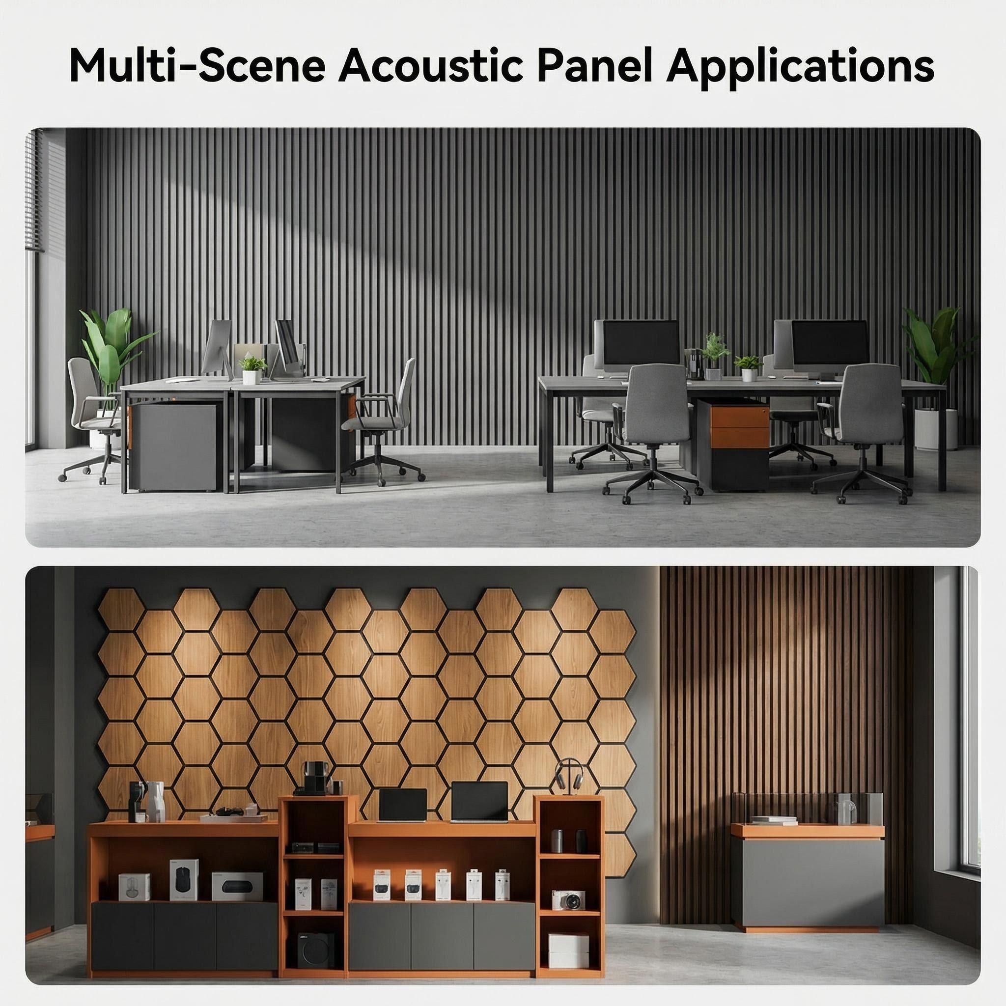 Wood veneer MDF composite grating sound-absorbing wall panels are flame-retardant, environmentally friendly, and available in multiple colors. Sound-absorbing and sound-insulating materials are also available pic 6