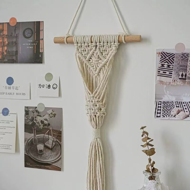 Hand-woven wall hanging baskets, flower baskets, tapestries, Bohemian small flower baskets, wall hangings for living rooms, bedrooms, and homestays, cotton rope woven, artistic style soft furnishings, and great items for creating an atmosphere Item Picture