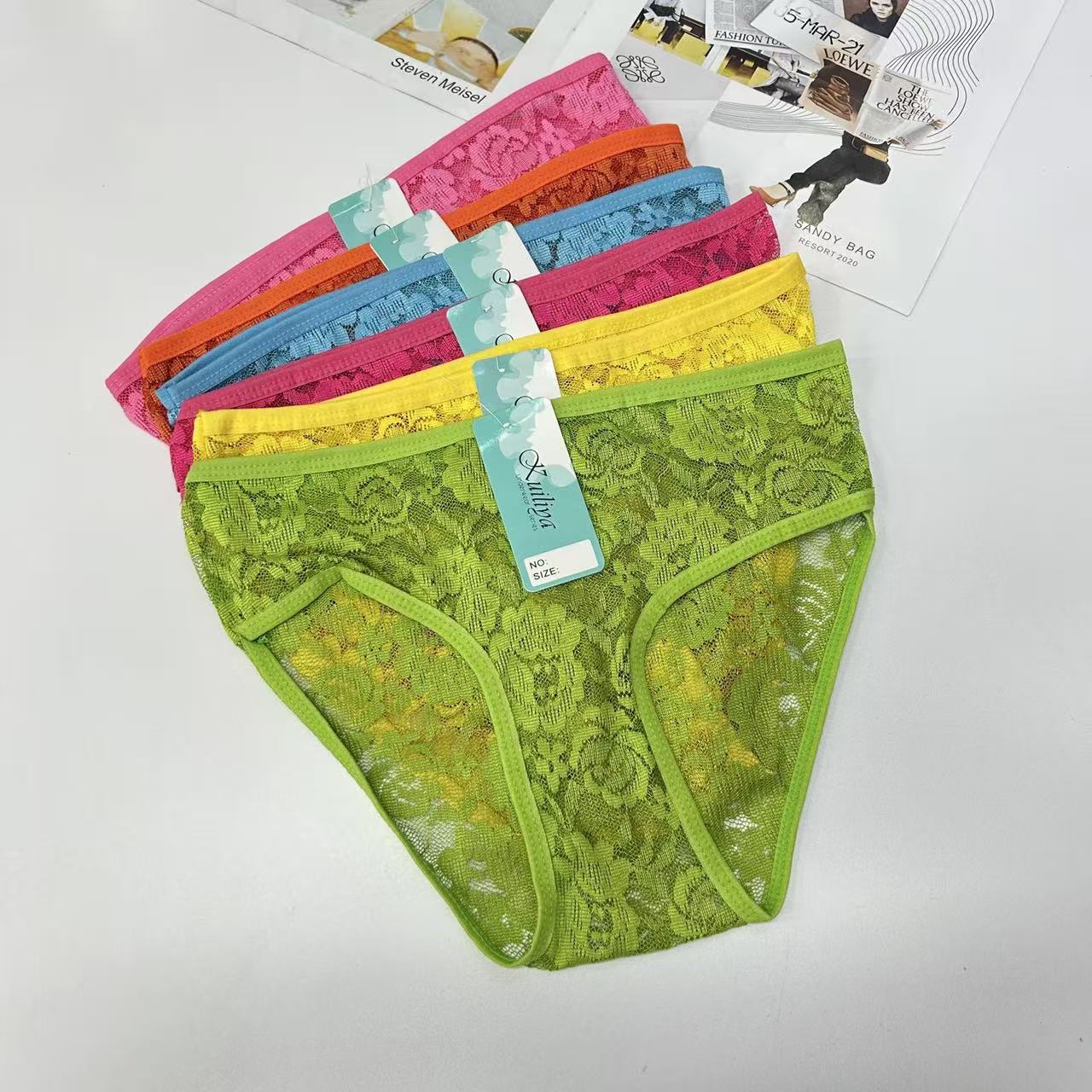 DD-W-2801#L mixed-color women's underwear, women's full lace triangle pants for export to Africa, women's sexy underwear QNI Specification drawing