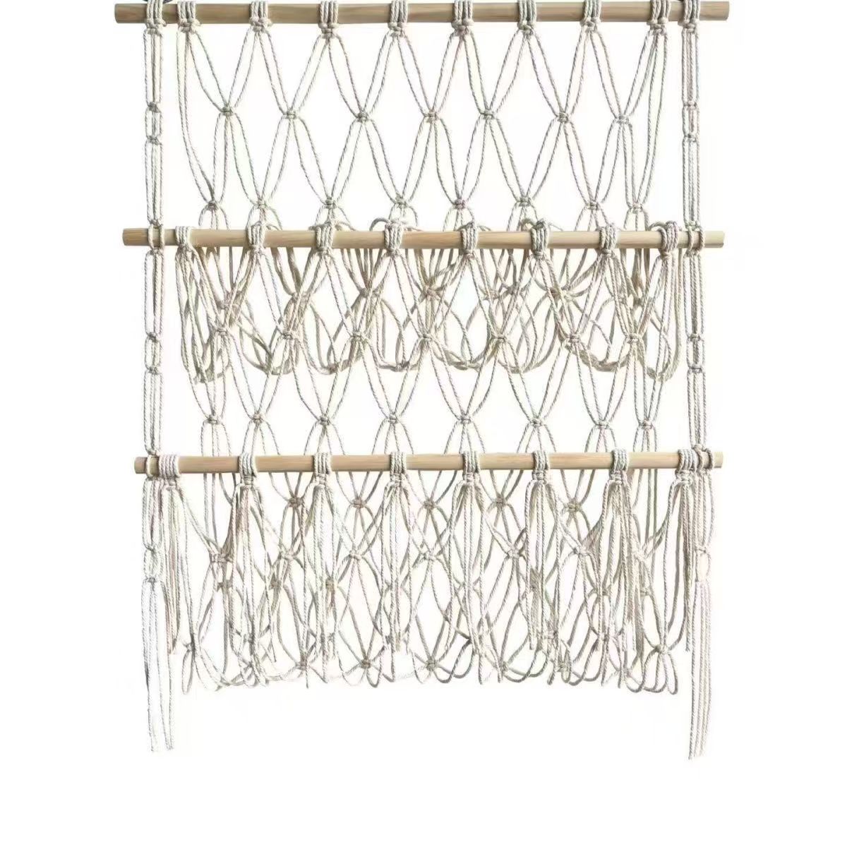 Simple doll storage rack, hand-woven cotton rope, doll storage net bag, two-layer woven flower style, Nordic-style wall decoration, children's room, plush toy storage wonder, home soft decoration great item Application Scenario