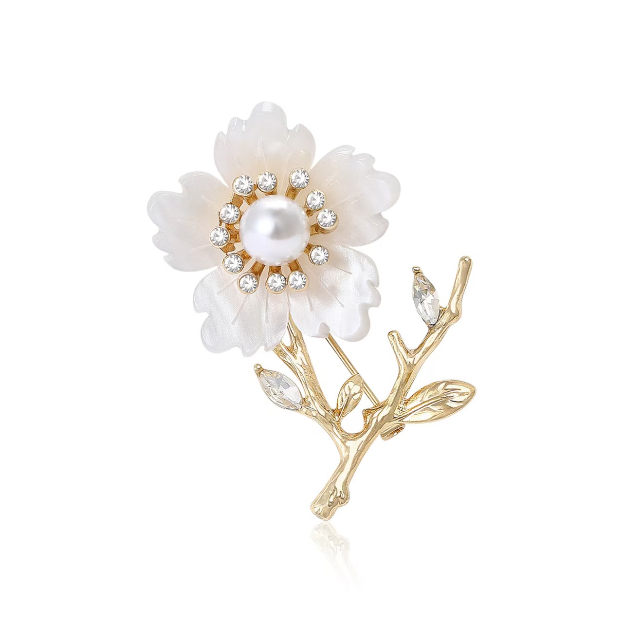 New high-end and fashionable resin pearl plum blossom brooch, elegant and refined women's clothing brooch accessory pin Application Scenario