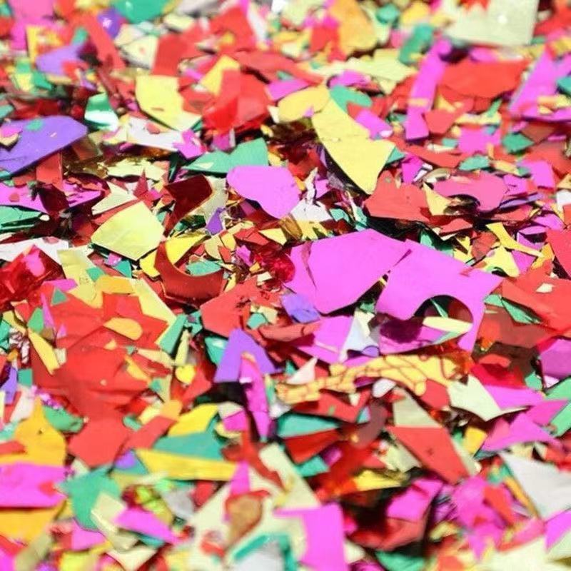 Wedding hand-thrown fireworks, colorful wedding ceremony sequins, scraps of paper, firecrackers, scattered flowers, opening ceremony colored paper, celebration ribbons detail image 7