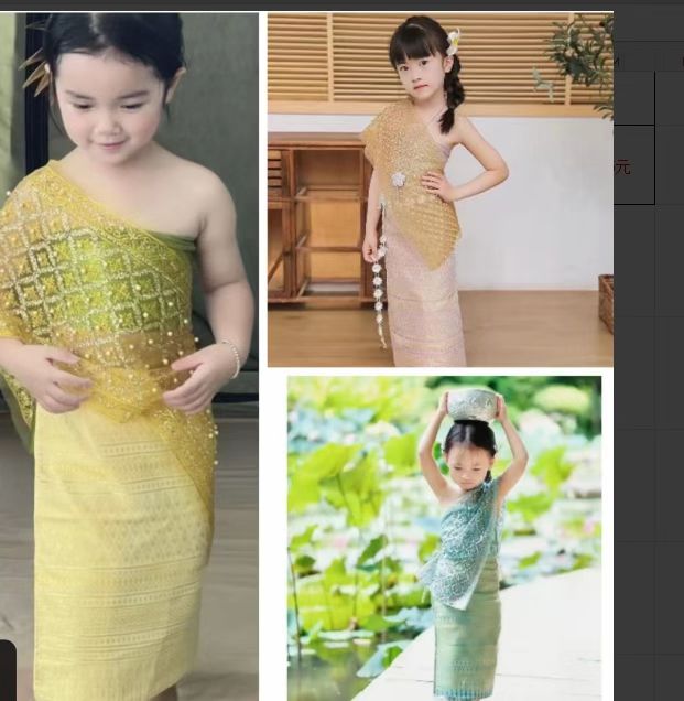 Dai ethnic costumes, girls' suits, Xishuangbanna Water-splashing Festival costumes, photos taken at the studio, Dai dance performance costumes, Thai-style clothing Application Scenario