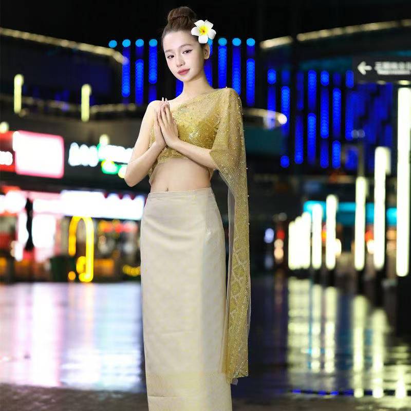 外贸热销泰国服饰云南傣族服饰西双版纳傣族民族服装筒裙表演服艺术写真拍照详情图6