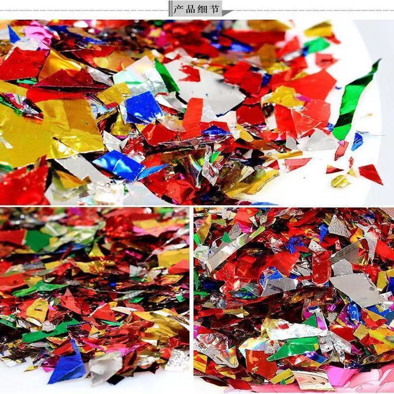 Wedding hand-thrown fireworks, colorful wedding ceremony sequins, scraps of paper, firecrackers, scattered flowers, opening ceremony colored paper, celebration ribbons detail image 9