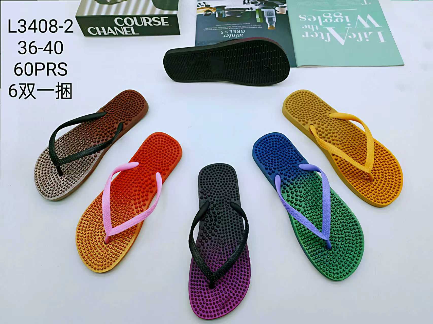 Summer raised dot herringbone flip-flops in stock, men's and women's summer massage beach slippers Specification image