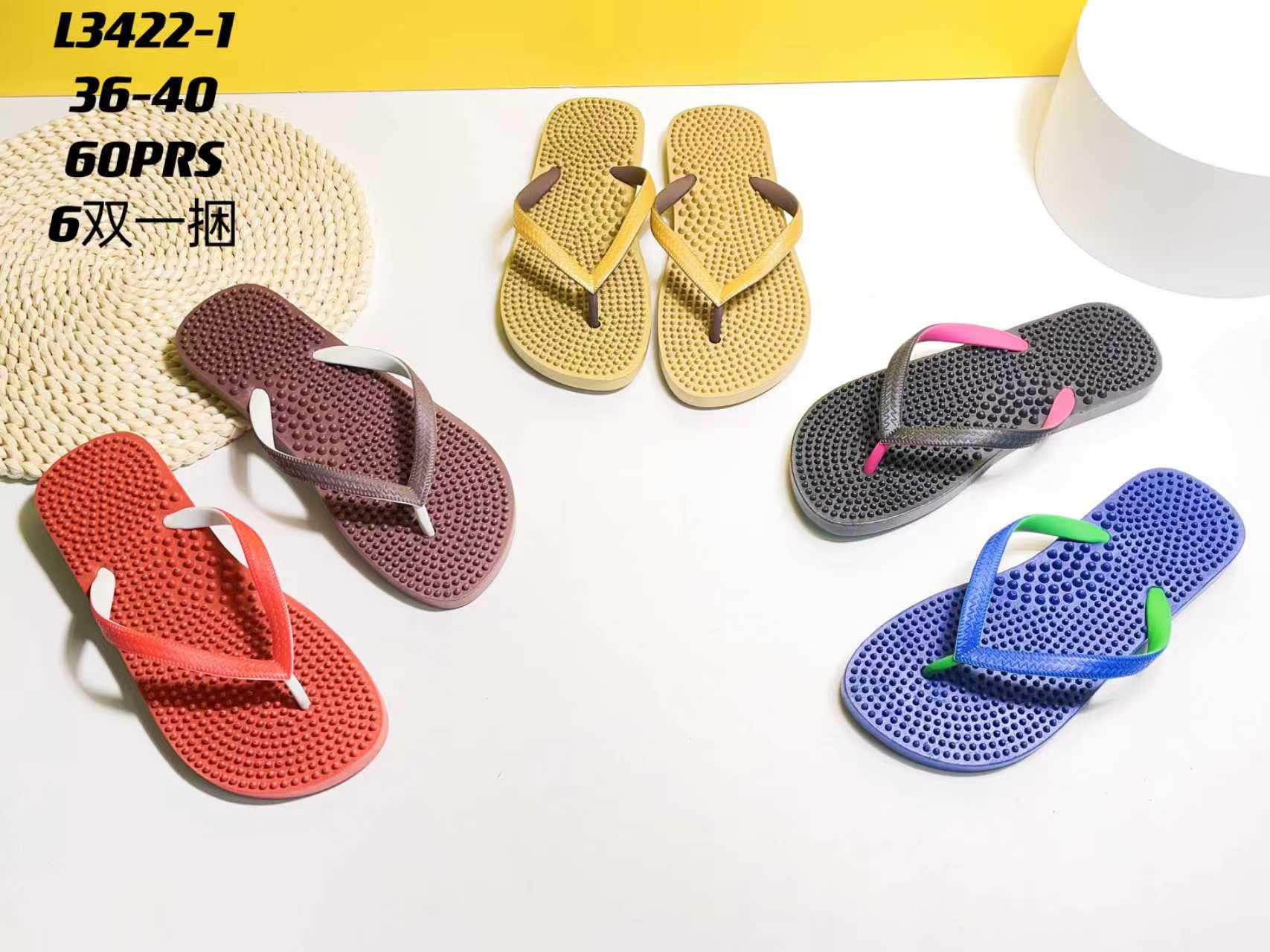 Summer raised dot herringbone flip-flops in stock, men's and women's summer massage beach slippers Application Scenario
