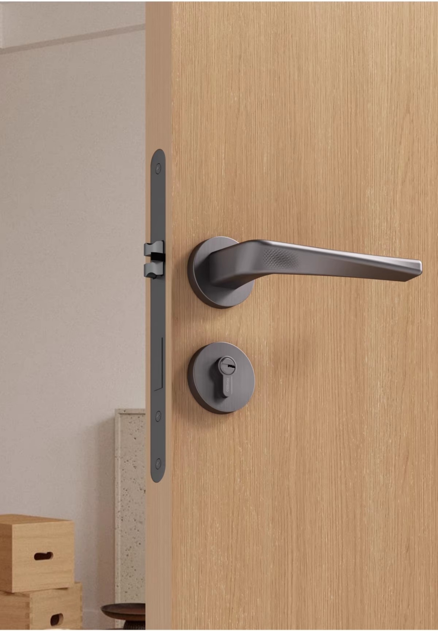Haobao indoor silent door lock, bedroom magnetic lock, room household door handle, split double door, wooden door lock, gold color pic 8