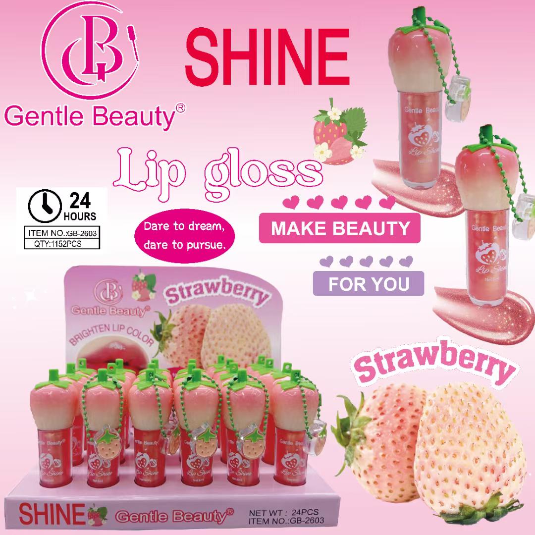 Gentle Beauty Strawberry-flavored cute Lip gloss, shining 24 hours a day, personalized packaging, new product launched this month!
