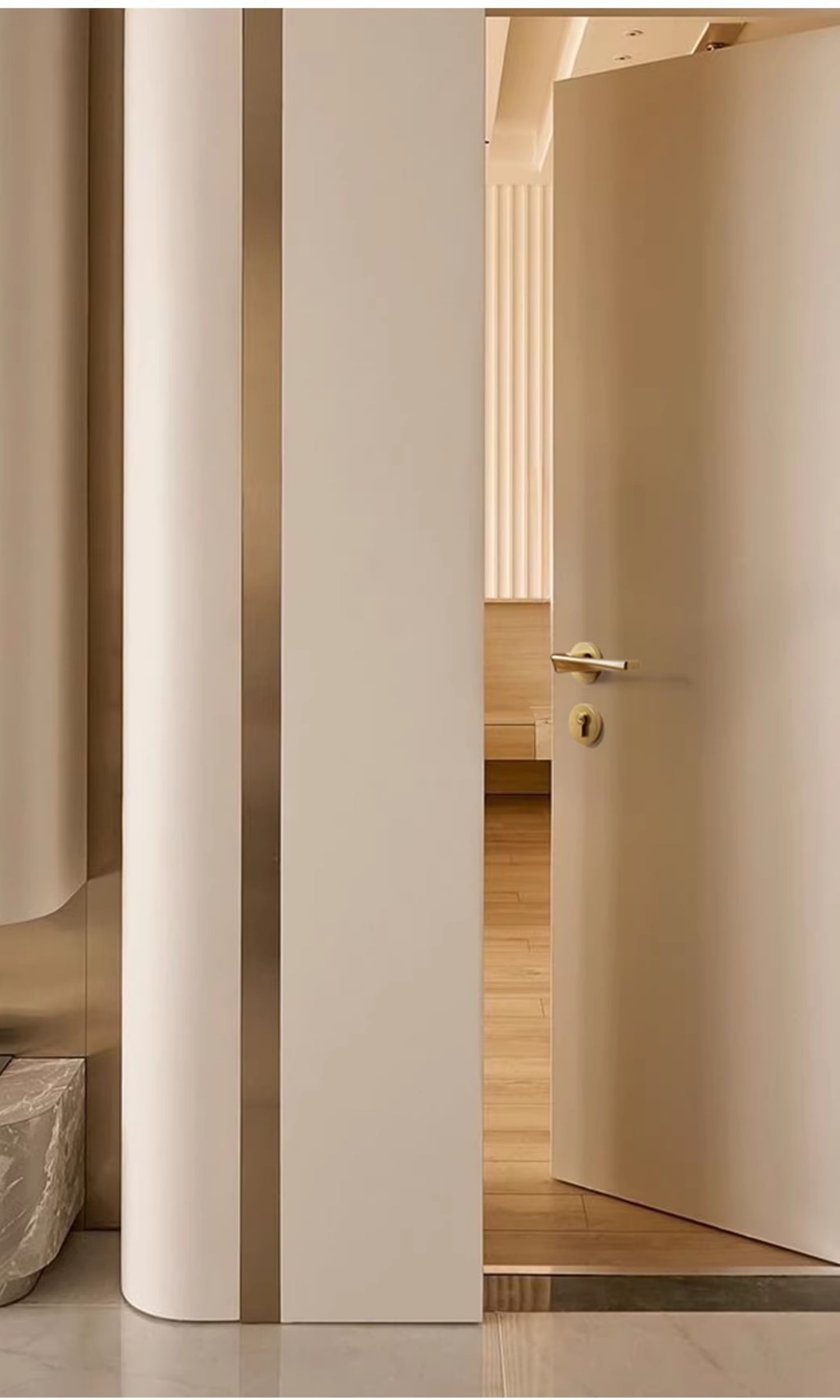 Haobao indoor silent door lock, bedroom magnetic lock, room household door handle, split double door, wooden door lock, gold color pic 4
