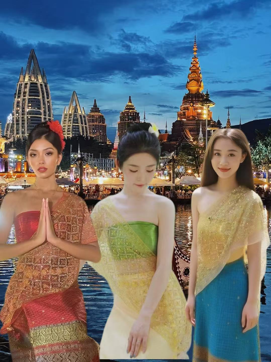 外贸热销泰国服饰云南傣族服饰西双版纳傣族民族服装筒裙表演服艺术写真拍照详情图2