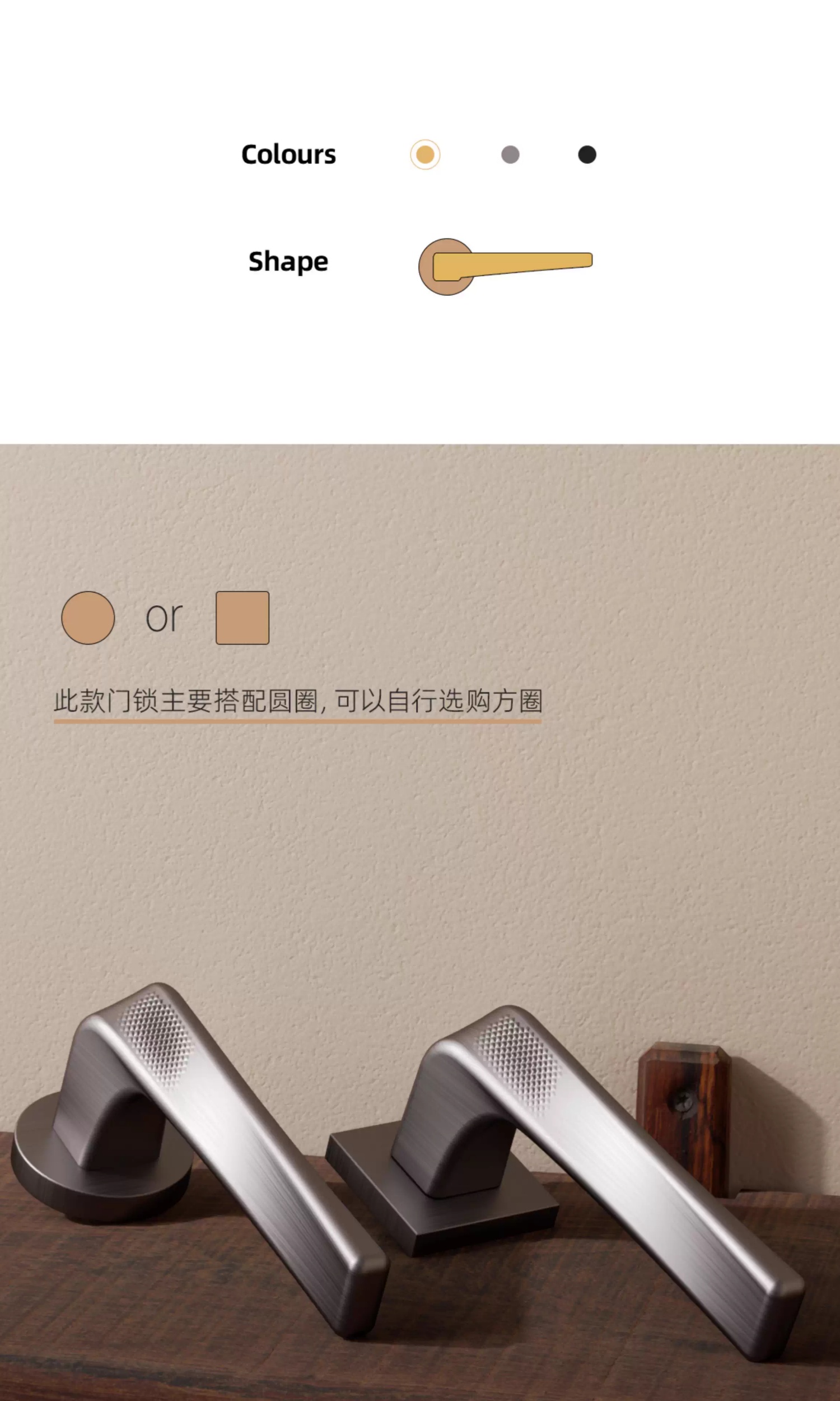 Haobao indoor silent door lock, bedroom magnetic lock, room household door handle, split double door, wooden door lock, gold color pic 2