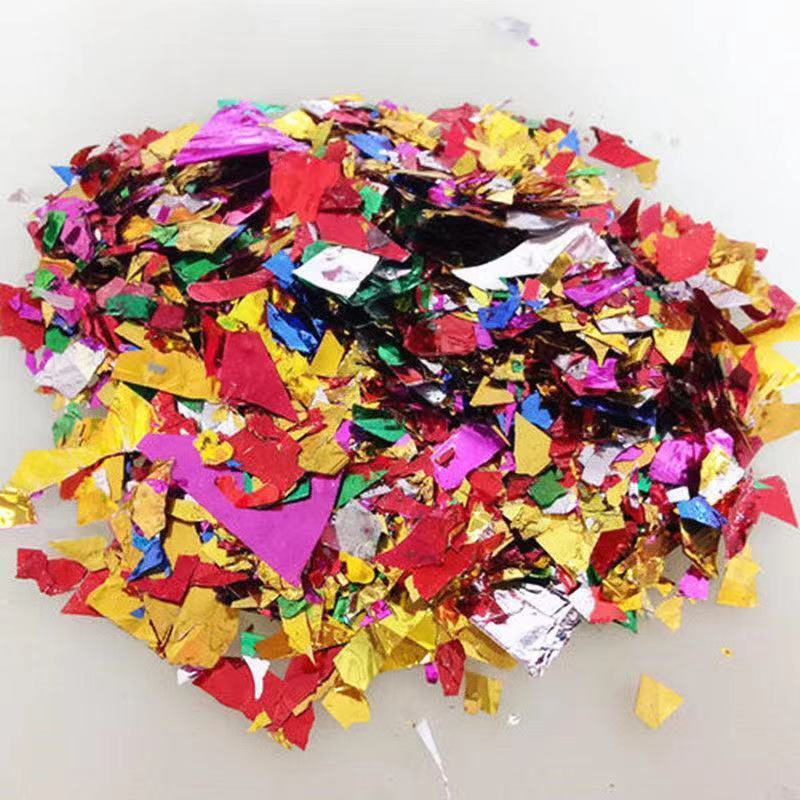 Wedding hand-thrown fireworks, colorful wedding ceremony sequins, scraps of paper, firecrackers, scattered flowers, opening ceremony colored paper, celebration ribbons detail image 3