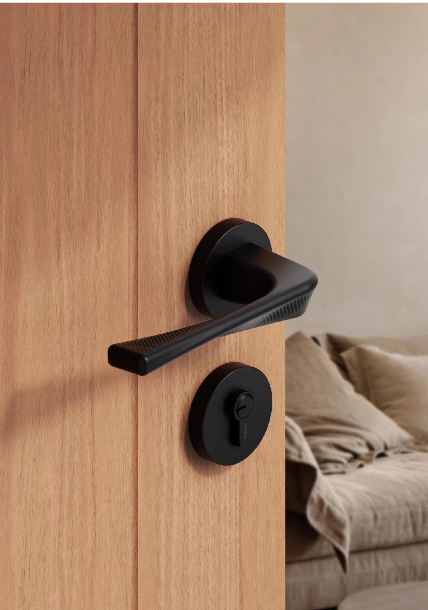 Haobao indoor silent door lock, bedroom magnetic lock, room household door handle, split double door, wooden door lock, gold color pic 10