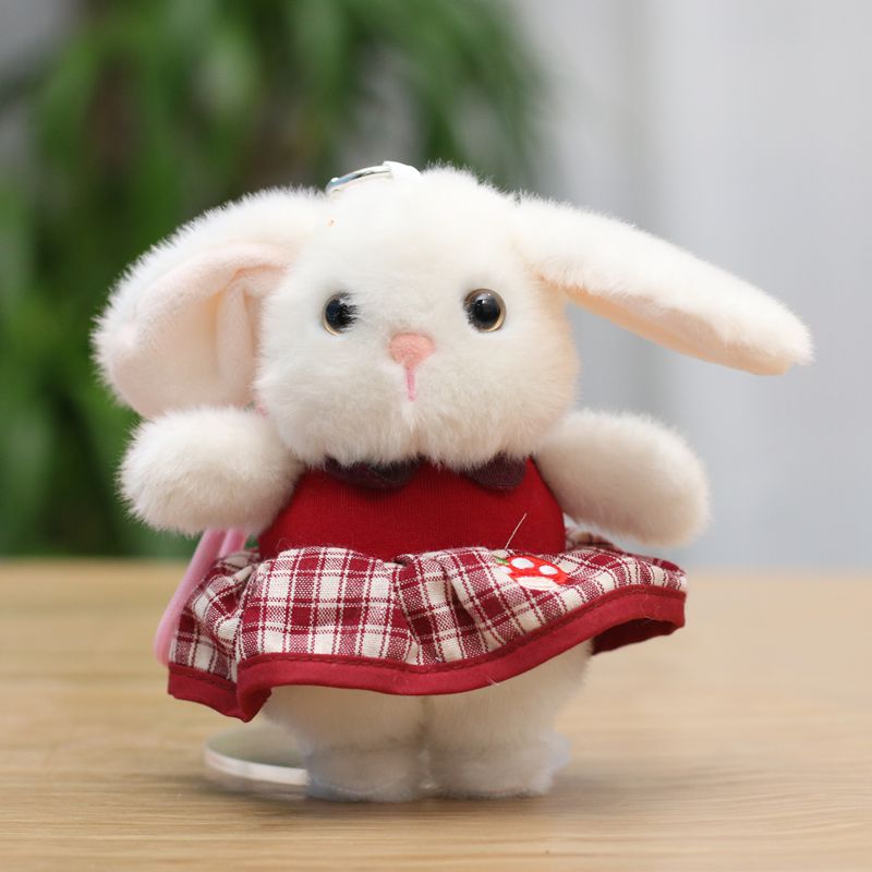 Sweet Dress Rabbit Creative 4-inch plush pendant, claw machine doll, key pendant, car schoolbag pendant, gift, cartoon transformation keychain, costume doll pendant, plush toy, cute wholesale Specification image