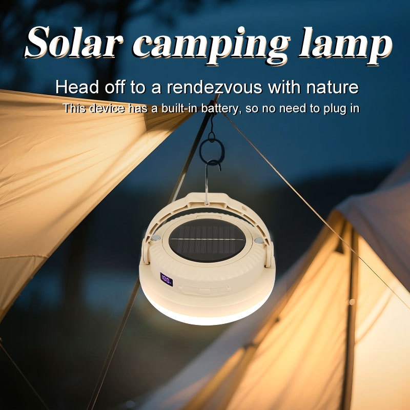 NEWDAYS brand cross-border new solar led bulb outdoor camping lamp, energy-saving, high-brightness, long-lasting digital display emergency lighting hanging lamp Item Picture