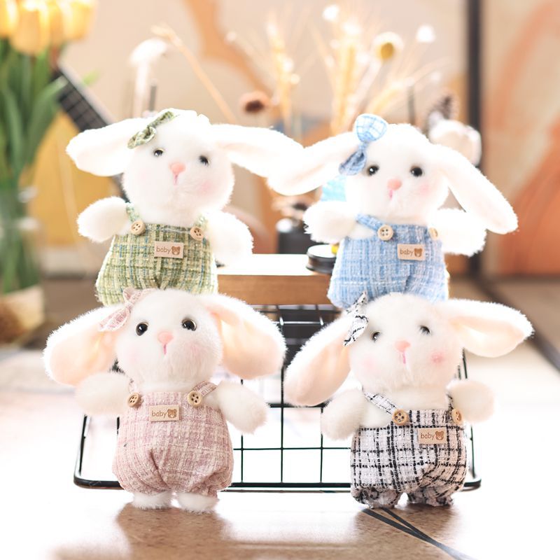 Xiangfeng Backpack Rabbit Creative 4-inch plush pendant, claw machine doll, key pendant, car schoolbag pendant, gift, cartoon transformation keychain, dress-up doll pendant, plush toy, cute wholesale