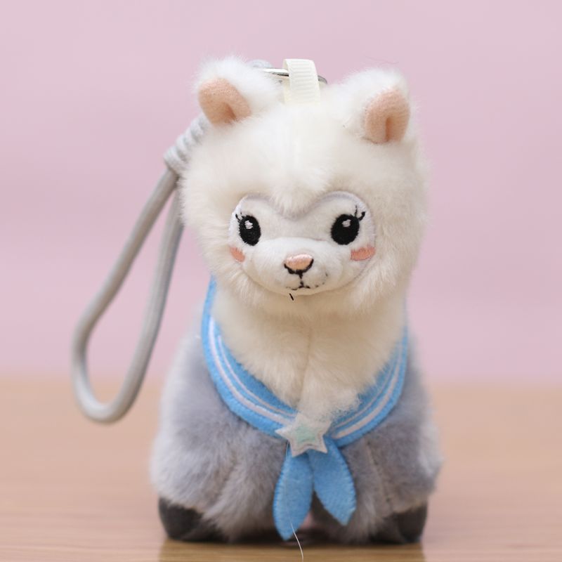 Navy alpaca creative 4-inch plush pendant, claw machine doll, key pendant, car schoolbag pendant, gift, cartoon transformation keychain, costume doll pendant, plush toy, cute wholesale details Picture