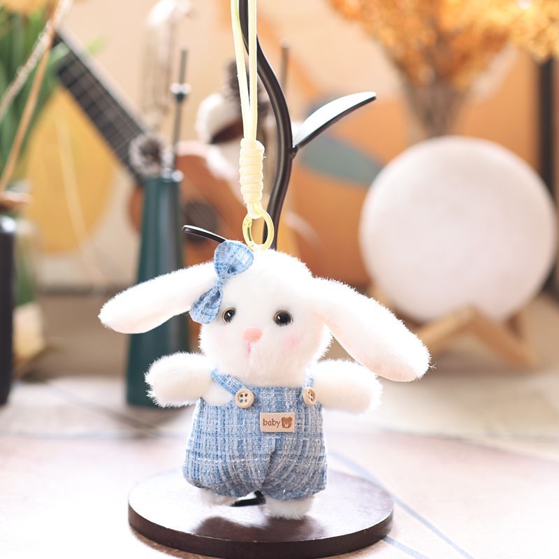 Xiangfeng Backpack Rabbit Creative 4-inch plush pendant, claw machine doll, key pendant, car schoolbag pendant, gift, cartoon transformation keychain, dress-up doll pendant, plush toy, cute wholesale Item Picture