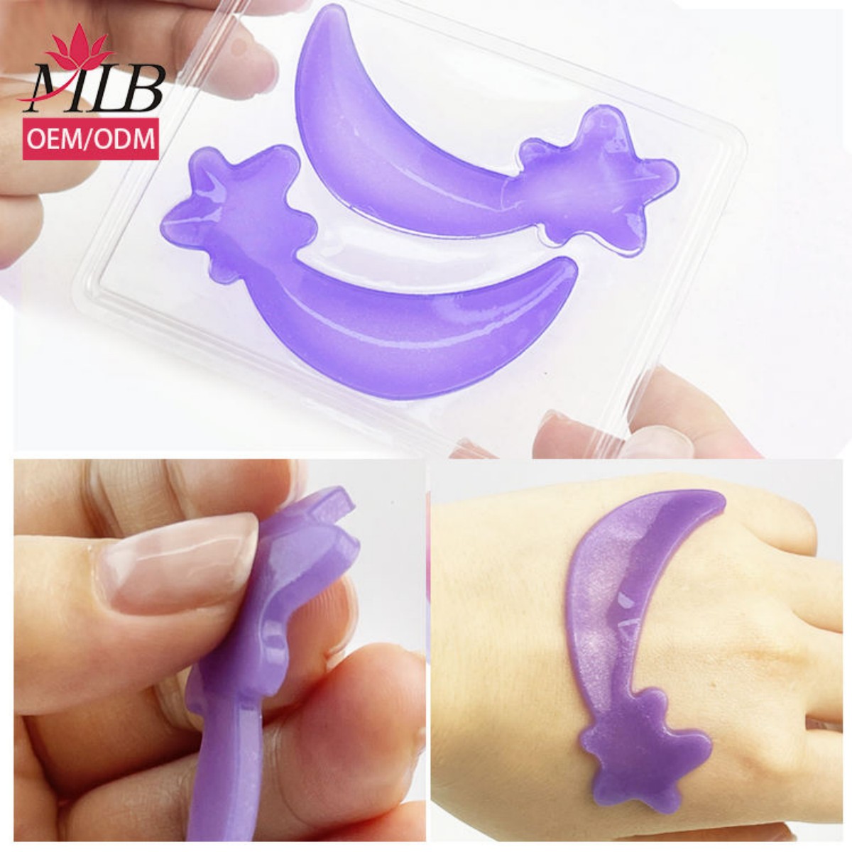 Purple moon and star silicone patch glass ring face double-sided tape resin fruit alloy pendant embroidered main body eye mask