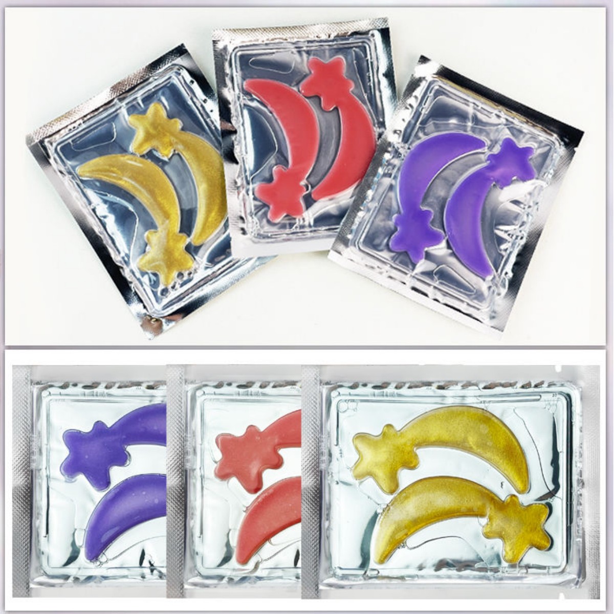 Purple moon and star silicone patch glass ring face double-sided tape resin fruit alloy pendant embroidered main body eye mask details Picture