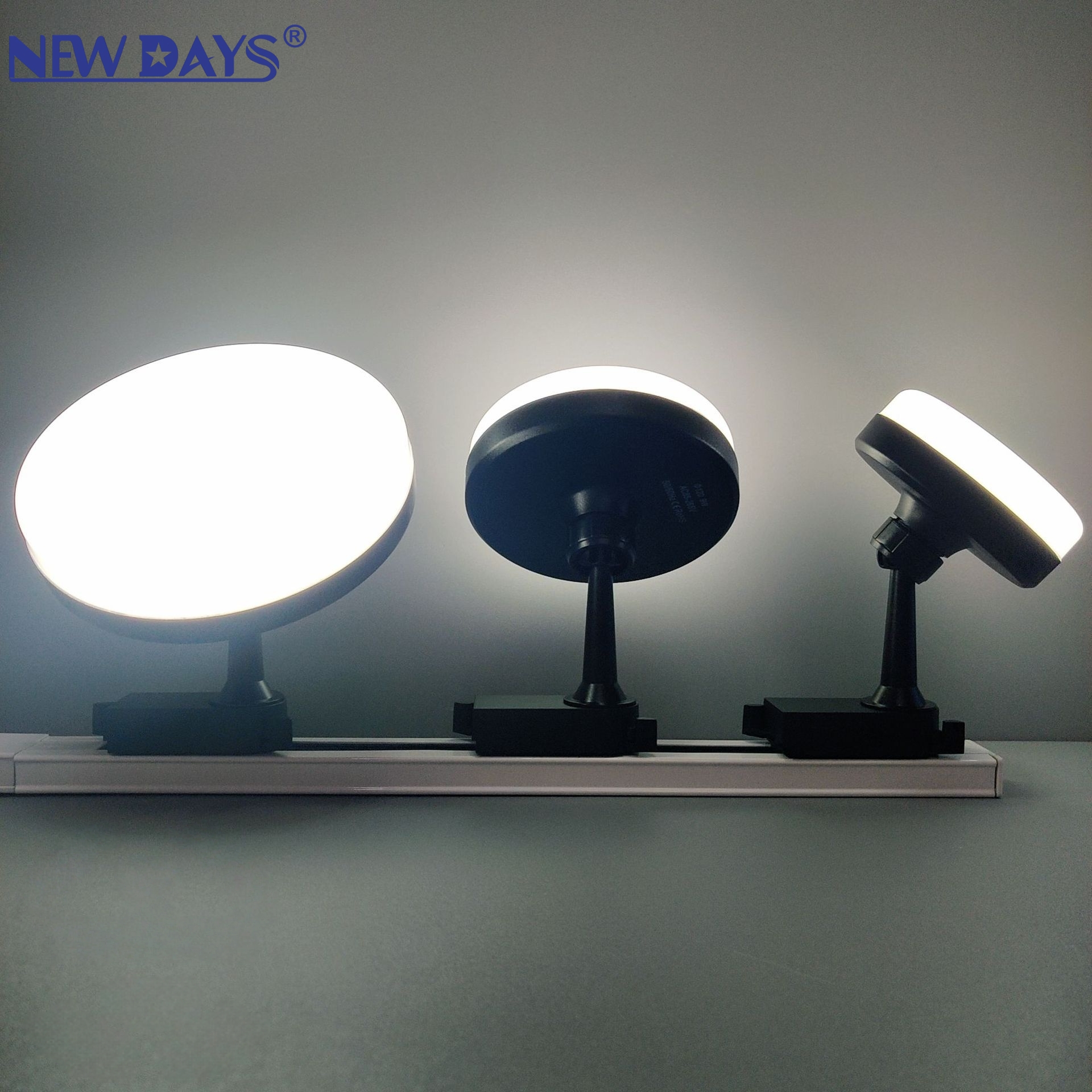 NEWDAYS brand cross-border new led bulb universal head track rotating flying disc light, energy-saving high-brightness lighting lamp, E27 screw socket track light Item Picture