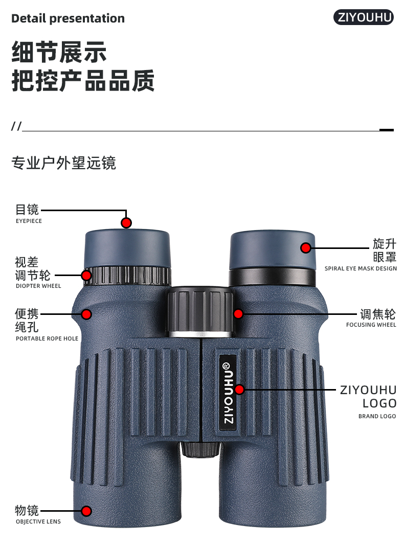 ZIYOUHU双筒望远镜高倍高清充氮防水微光户外观测望远镜详情18
