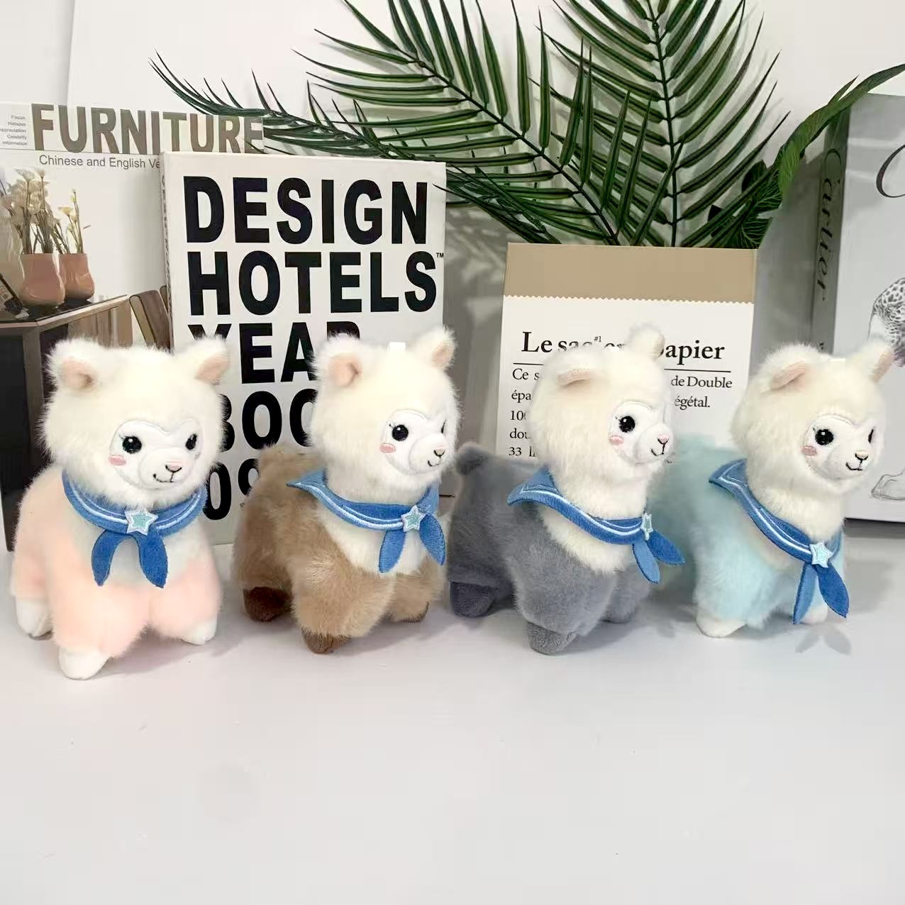 Navy alpaca creative 4-inch plush pendant, claw machine doll, key pendant, car schoolbag pendant, gift, cartoon transformation keychain, costume doll pendant, plush toy, cute wholesale