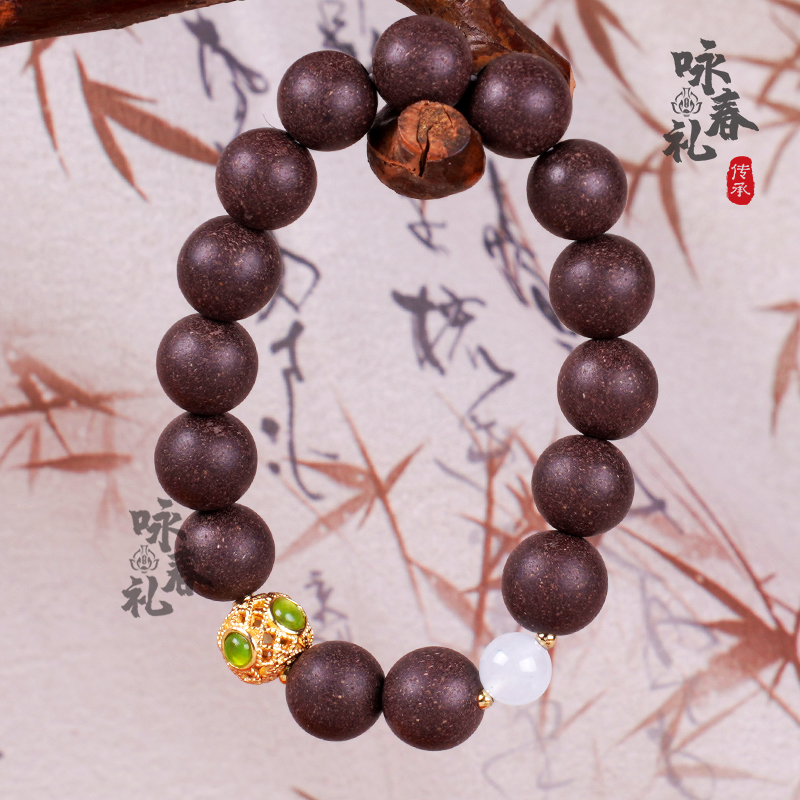 墨红玫瑰12mm香珠手串