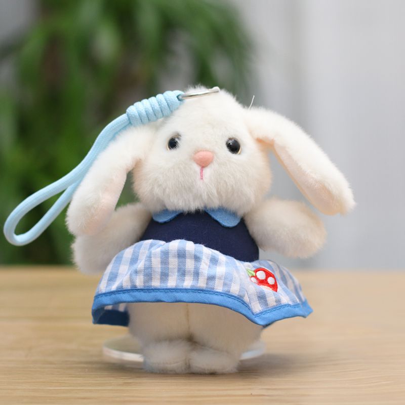 Check pattern Rabbit creative 4-inch plush pendant, claw machine doll, key pendant, car schoolbag pendant, gift, cartoon transformation keychain, dress-up doll pendant, plush toy, cute wholesale Application Scenario