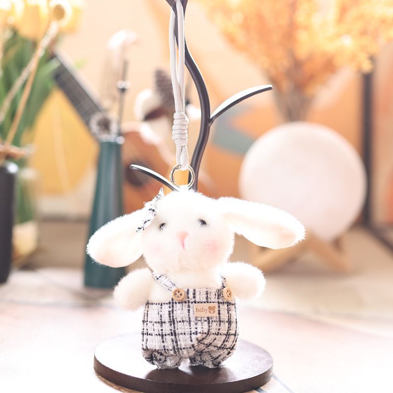 Xiangfeng Backpack Rabbit Creative 4-inch plush pendant, claw machine doll, key pendant, car schoolbag pendant, gift, cartoon transformation keychain, dress-up doll pendant, plush toy, cute wholesale details Picture
