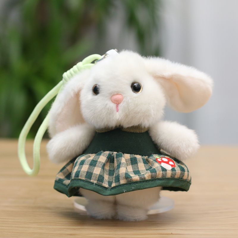 Sweet Dress Rabbit Creative 4-inch plush pendant, claw machine doll, key pendant, car schoolbag pendant, gift, cartoon transformation keychain, costume doll pendant, plush toy, cute wholesale details Picture