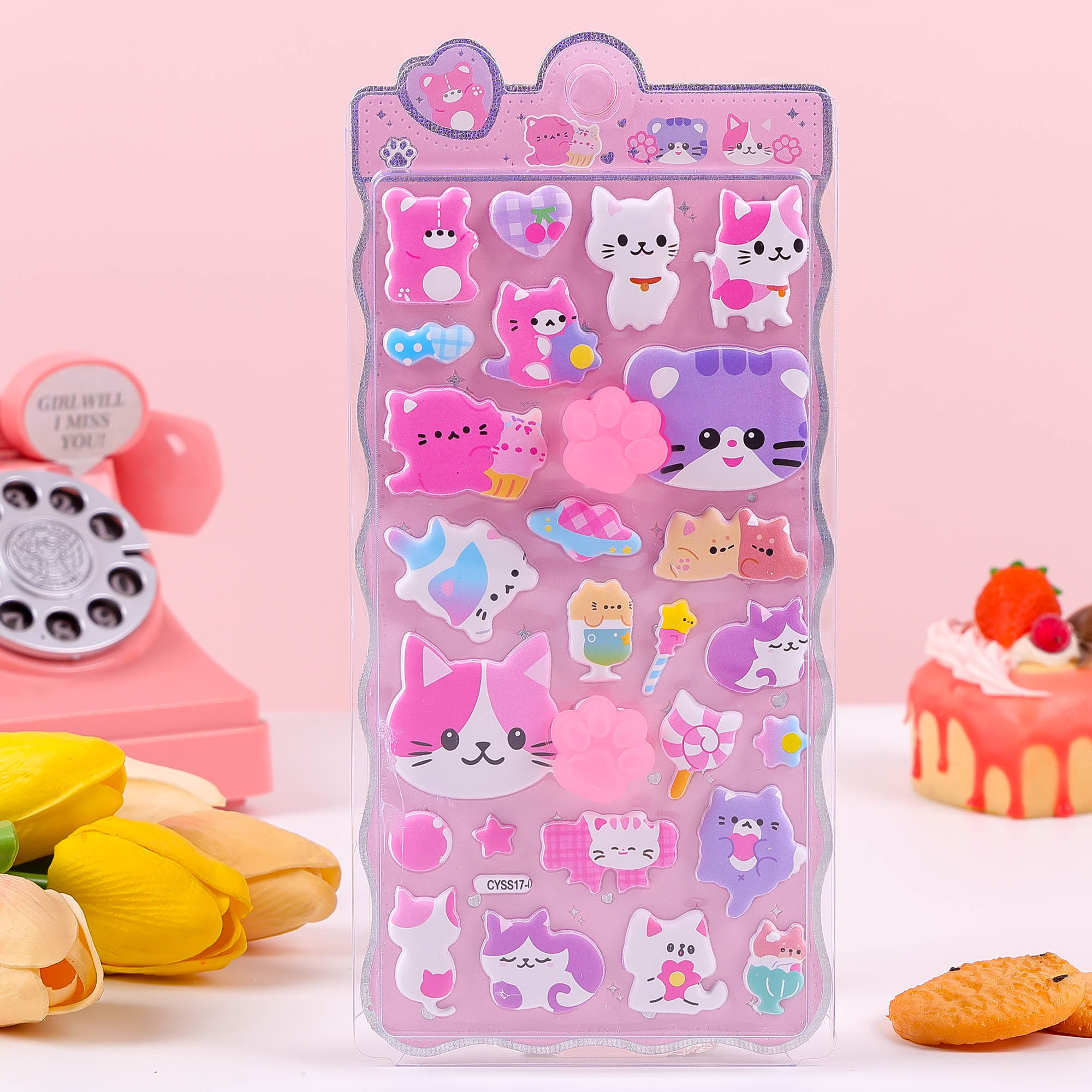 CY-SS17夜光猫爪芙蓉皮泡泡贴