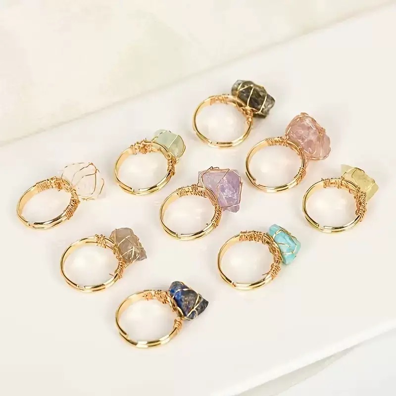 【 Yajinpei Jewelry 】 Cross-border Foreign Trade Random Fashion Natural Stone Adjustable Ring (Color randomly sent) Specification image