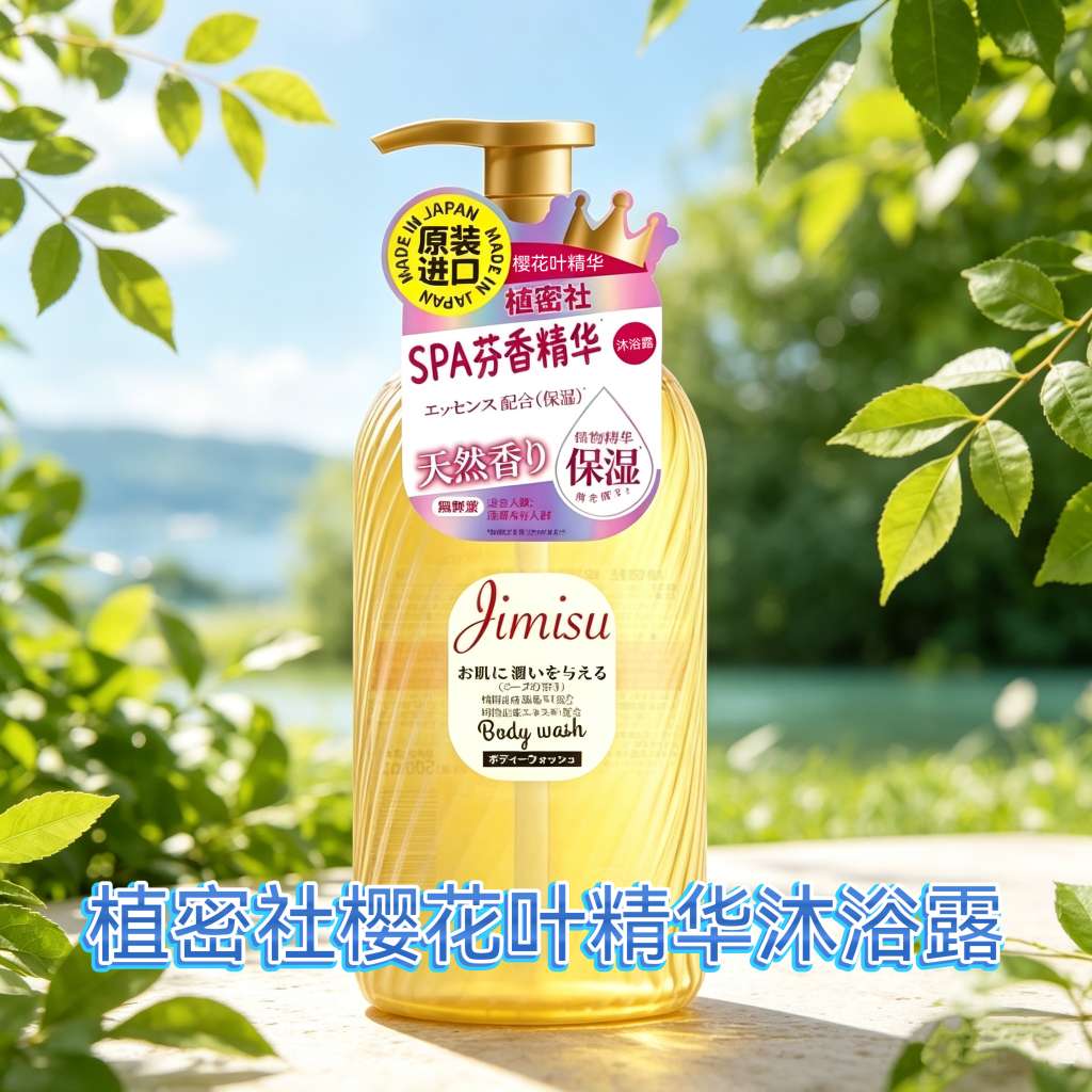原装进口植密社樱花叶精华沐浴露500ml  保湿提亮 舒缓肌肤香氛沐浴露 